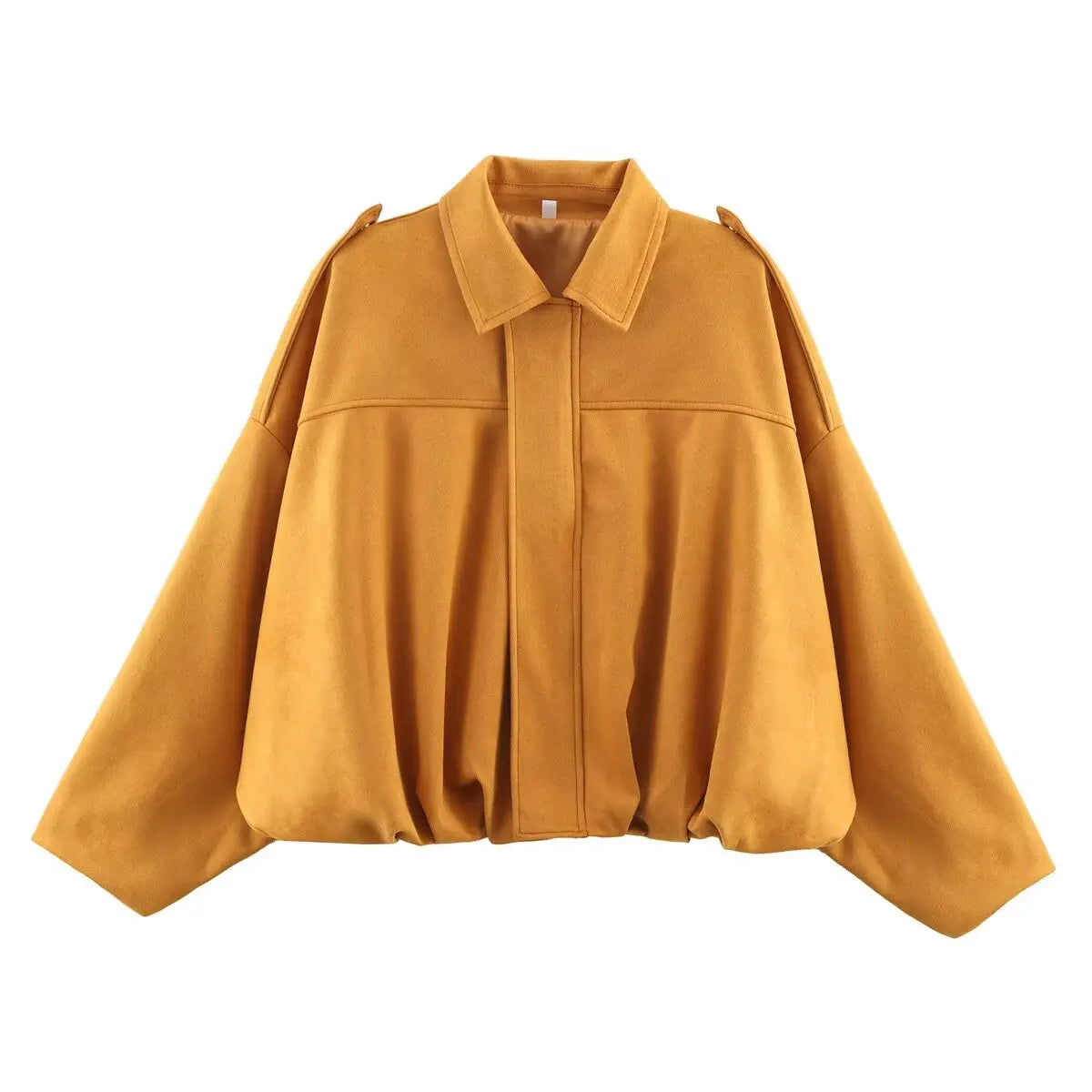 Women Suede Bomber Jacket Autumn New Fashion Long Sleeve Zipper Oversize Solid Bomber Coat Chic Lady 2025 Streetwear